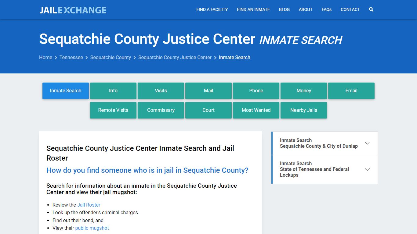 Sequatchie County Justice Center Inmate Search - Jail Exchange